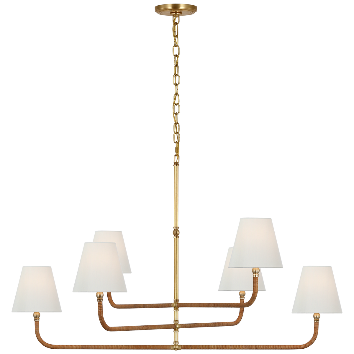 Basden Extra Large Three Tier Chandelier Antique-Burnished Brass and Natural Rattan | shipping 09/21/2025