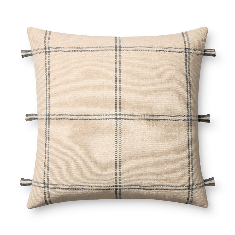 Amber Lewis x Loloi Lainey Natural / Blue Pillow