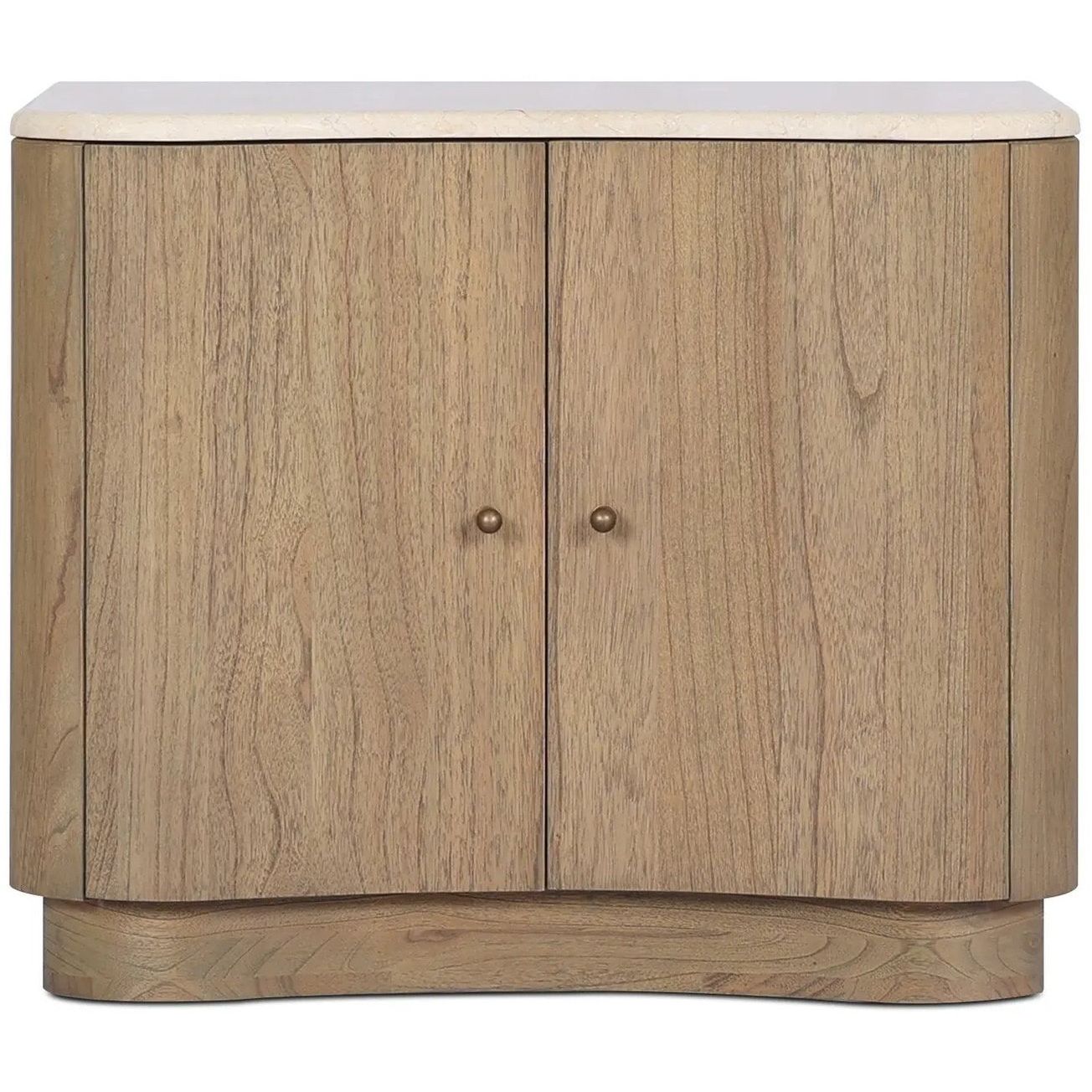 Fluid contours give shape to this solid mindi nightstand, topped with a creamy marbled top. Two doors with knobbed pulls open to inset shelves for organized bedside storage Amethyst Home provides interior design, new home construction design consulting, vintage area rugs, and lighting in the Alpharetta metro area.