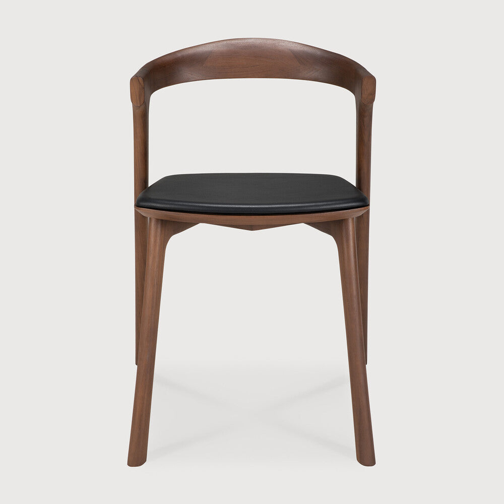 Bok Black Leather Varnished Teak Brown Dining Chair | ready to ship!