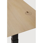 Featuring Bok Black Us Oak Adjustable Desk by Ethnicraft at Amethyst Home. The Bok adjustable desk was designed with the importance of health and good posture in mind. The motorised system in its legs allows the tabletop to be elevated to the height of your liking. That way, you can easily switch between sitting and standing throughout the workday. Choose between white or black meta. Amethyst Home provides interior design, new construction, custom furniture, and area rugs in the Houston metro area