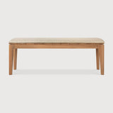 Featuring Bok Natural Teak Outdoor Bench by Ethnicraft at Amethyst Home. Reminiscent of a goat's curved horns, the Bok collection combines sculptural elegance and contemporary crafting into a graceful and airy form. Taking the quality design of the Bok collection outdoors, the Bok outdoor bench pairs perfectly with the Bok dining table, but also as a standalone outdoor seating opt. Amethyst Home provides interior design, new construction, custom furniture, and area rugs in the Charlotte metro area