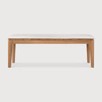 Featuring Bok Off White Teak Outdoor Bench by Ethnicraft at Amethyst Home. Reminiscent of a goat's curved horns, the Bok collection combines sculptural elegance and contemporary crafting into a graceful and airy form. Taking the quality design of the Bok collection outdoors, the Bok outdoor bench pairs perfectly with the Bok dining table, but also as a standalone outdoor seat. Amethyst Home provides interior design, new construction, custom furniture, and area rugs in the Salt Lake City metro area