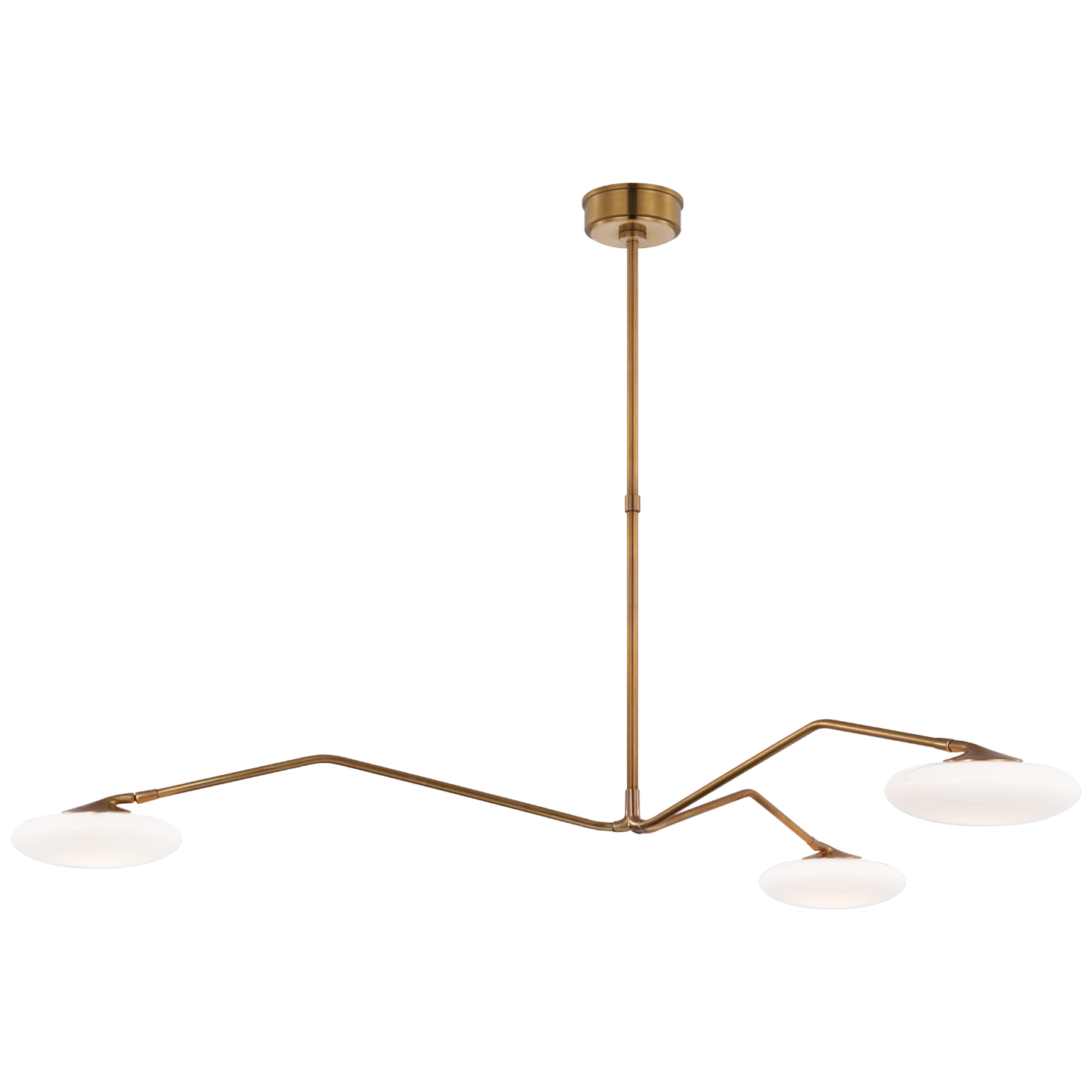 Featuring Brindille Extra Large Three Light Chandelier Soft Brass by Visual Comfort at Amethyst Home. The Brindille by Champalimaud strikes a balance between organic beauty and technical innovation. As if a branch laden with petals, the slender gunmetal, polished nickel, or soft brass arms of the suspended frame support petal-like white glass shades. Thanks to a spoon-shaped brass. Amethyst Home provides interior design, new construction, custom furniture, and area rugs in the Calabasas metro area