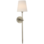 Featuring Bryant 27" Cordless Tail Sconce Antique Nickel by Visual Comfort at Amethyst Home. Bryant 27" Cordless Tail Sconce in Antique Nickel with Linen Shade
Overall Dimensions: 6.5" Lx 6.5" W x 26.75" H Weight : 3 lbs.. Amethyst Home provides interior design, new construction, custom furniture, and area rugs in the Des Moines metro area