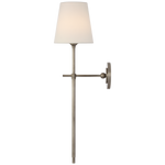 Featuring Bryant 27" Cordless Tail Sconce Antique Nickel by Visual Comfort at Amethyst Home. Bryant 27" Cordless Tail Sconce in Antique Nickel with Linen Shade
Overall Dimensions: 6.5" Lx 6.5" W x 26.75" H Weight : 3 lbs.. Amethyst Home provides interior design, new construction, custom furniture, and area rugs in the Salt Lake City metro area