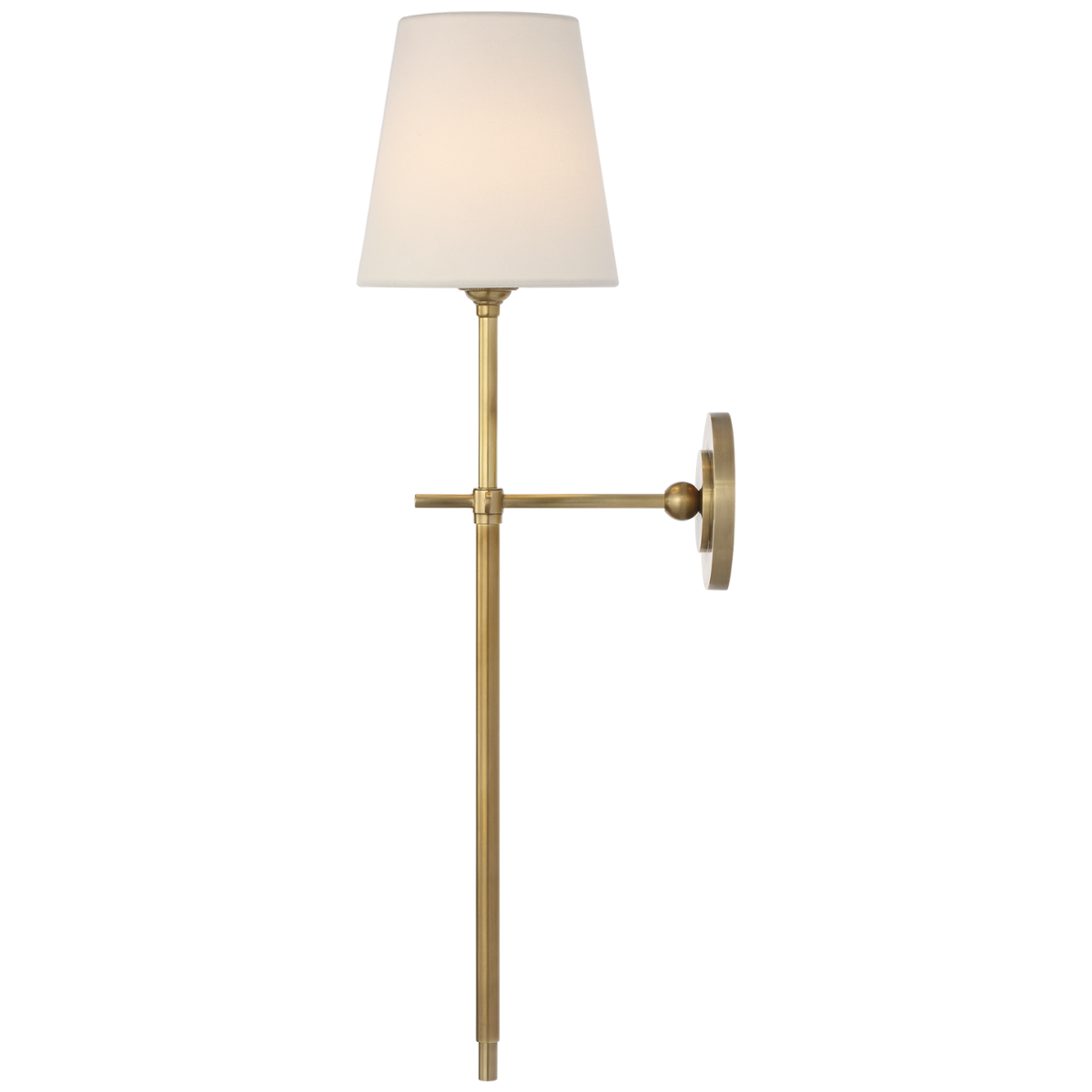 Featuring Bryant 27" Cordless Tail Sconce Hand-Rubbed Antique Brass by Visual Comfort at Amethyst Home. Bryant 27" Cordless Tail Sconce in Hand-Rubbed Antique Brass with Linen Shade
Overall Dimensions: 6.5" L x 6.5" W x 26.75" HWeight : 3 lbs.. Amethyst Home provides interior design, new construction, custom furniture, and area rugs in the Seattle metro area
