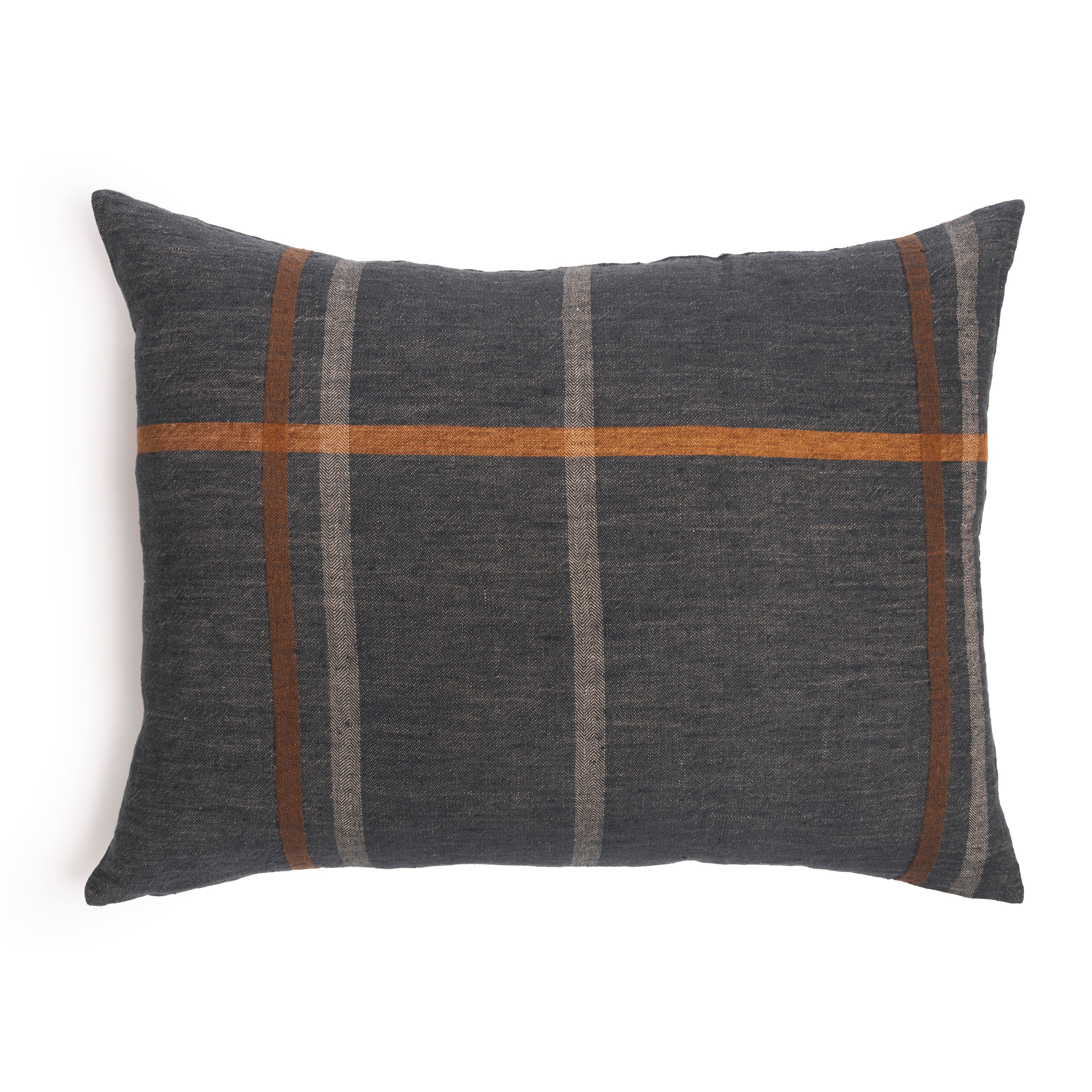 <p>Classically bold. A new hero on our block, Bryant’s oversized plaid brings a spirited heritage to our classic hand-loomed linen weave. Dark marine tones contrast with terra-cotta and ivory for a dignity not all bedding can claim. Bryant’s style statement continues with the Big Pillow, bringing the oversized plaid pattern to our oversized king of all pillows. Amethyst Home provides interior design, new construction, custom furniture, and area rugs in the Kansas City metro area
