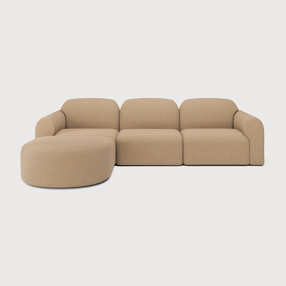 Featuring Bulky Light Sepia Semi-Circle Left Modular Sofa Set by Ethnicraft at Amethyst Home. The Bulky celebrates simplicity and versatility in one cohesive form. Its mono-volume design, softened by rounded corners and accentuated with subtle stitching details, lends understated elegance to any space. The clean silhouette pairs with luxurious upholstery and thoughtful contours . Amethyst Home provides interior design, new construction, custom furniture, and area rugs in the Los Angeles metro area