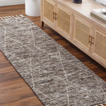 The Camille Jasper Wolf hand-knotted rug features a yummy blend of charcoal greys and chocolate brown.  Soft to the touch and made of dreamy, knotted wool in a low shed blend. Amethyst Home provides interior design, new home construction design consulting, vintage area rugs, and lighting in the Omaha metro area.