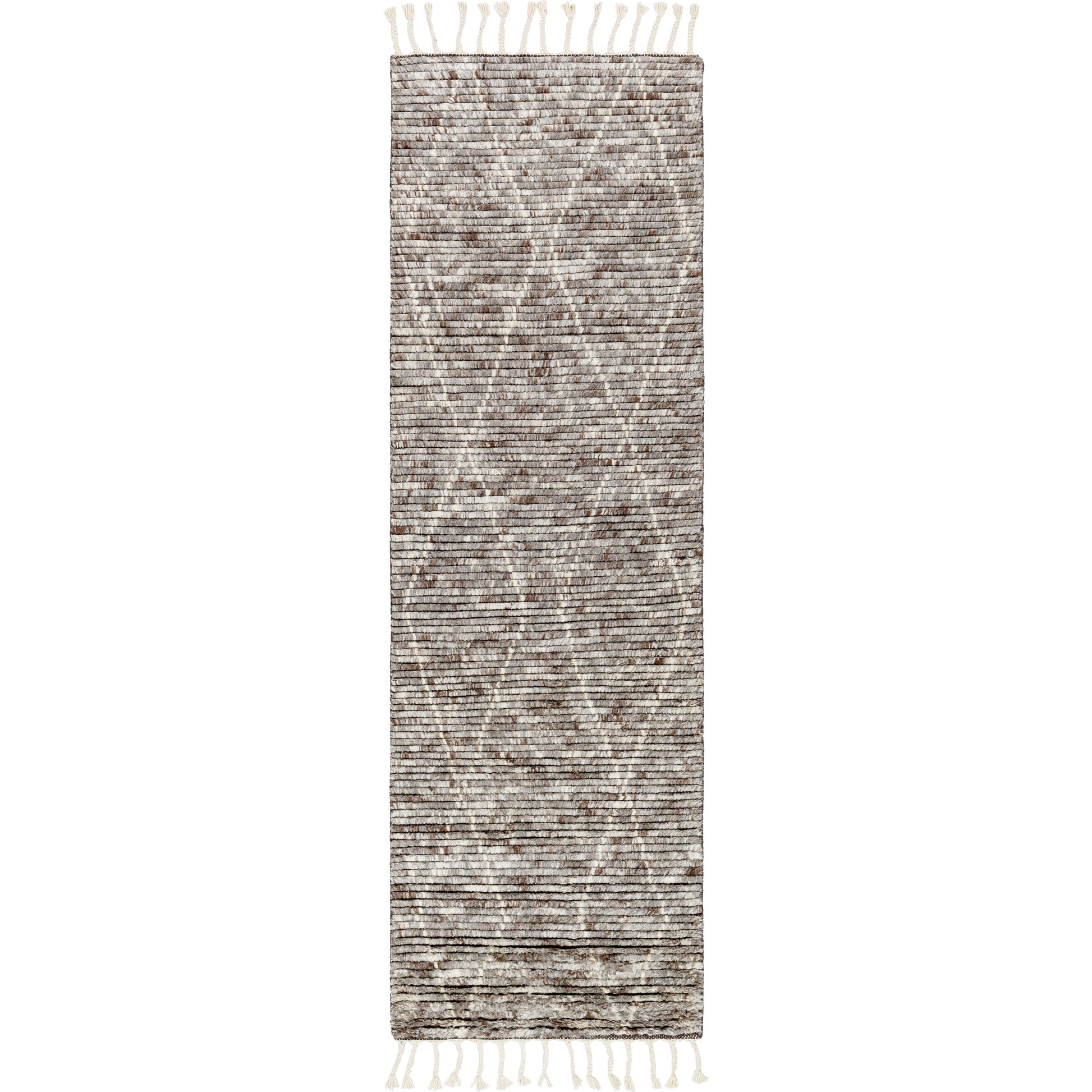 The Camille Jasper Wolf hand-knotted rug features a yummy blend of charcoal greys and chocolate brown.  Soft to the touch and made of dreamy, knotted wool in a low shed blend. Amethyst Home provides interior design, new home construction design consulting, vintage area rugs, and lighting in the Park City metro area.