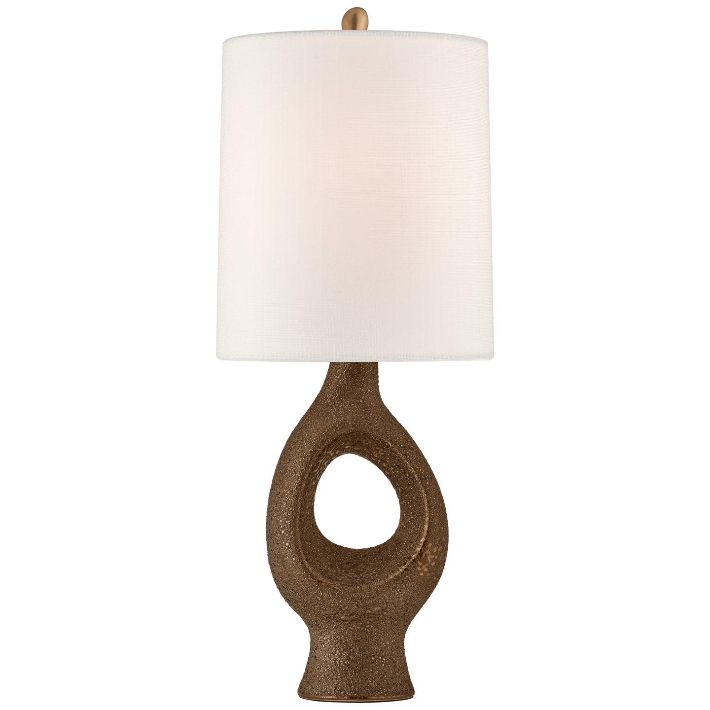 Featuring Capra Medium Table Lamp Chalk Burnt Gold by Visual Comfort at Amethyst Home. The stylish Capra by AERIN adds a sculptural element to any room. A textured finish and a narrow linen shade complete the curved openwork base. Alone or paired, the unique piece provides contemporary character.
Overall Dimensions: 12" L x 12" W x 29" HWeight: 9 lbs.. Amethyst Home provides interior design, new construction, custom furniture, and area rugs in the Omaha metro area