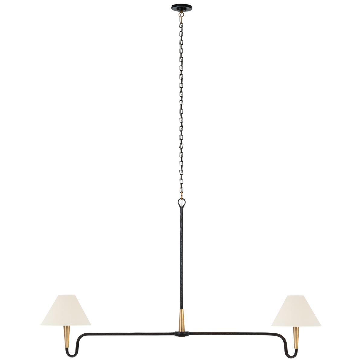 Cavalli 60" Linear Chandelier Aged Iron and Hand-Rubbed Antique Brass | ready to ship!