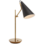 Featuring Clemente Table Lamp Brass with Black by Visual Comfort at Amethyst Home. The Clemente by AERIN offers refined angles and sleek detailing while lighting with elegant simplicity. Elongated conical shades provide a modern balance to a mid-century design with antique brass finishes. Any hallway or library will be enhanced with the Clemente, especially behind a favorite reading . Amethyst Home provides interior design, new construction, custom furniture, and area rugs in the Boston metro area