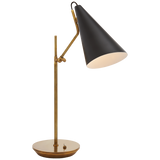 Featuring Clemente Table Lamp Brass with Black by Visual Comfort at Amethyst Home. The Clemente by AERIN offers refined angles and sleek detailing while lighting with elegant simplicity. Elongated conical shades provide a modern balance to a mid-century design with antique brass finishes. Any hallway or library will be enhanced with the Clemente, especially behind a favorite reading . Amethyst Home provides interior design, new construction, custom furniture, and area rugs in the Dallas metro area