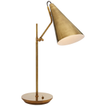 Featuring Clemente Table Lamp Hand-Rubbed Antique Brass by Visual Comfort at Amethyst Home. The Clemente by AERIN offers refined angles and sleek detailing while lighting with elegant simplicity. Elongated conical shades provide a modern balance to a mid-century design with antique brass finishes. Any hallway or library will be enhanced with the Clemente, especially behind a fav. Amethyst Home provides interior design, new construction, custom furniture, and area rugs in the Kansas City metro area
