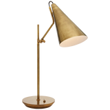 Featuring Clemente Table Lamp Hand-Rubbed Antique Brass by Visual Comfort at Amethyst Home. The Clemente by AERIN offers refined angles and sleek detailing while lighting with elegant simplicity. Elongated conical shades provide a modern balance to a mid-century design with antique brass finishes. Any hallway or library will be enhanced with the Clemente, especially behind a fav. Amethyst Home provides interior design, new construction, custom furniture, and area rugs in the Kansas City metro area
