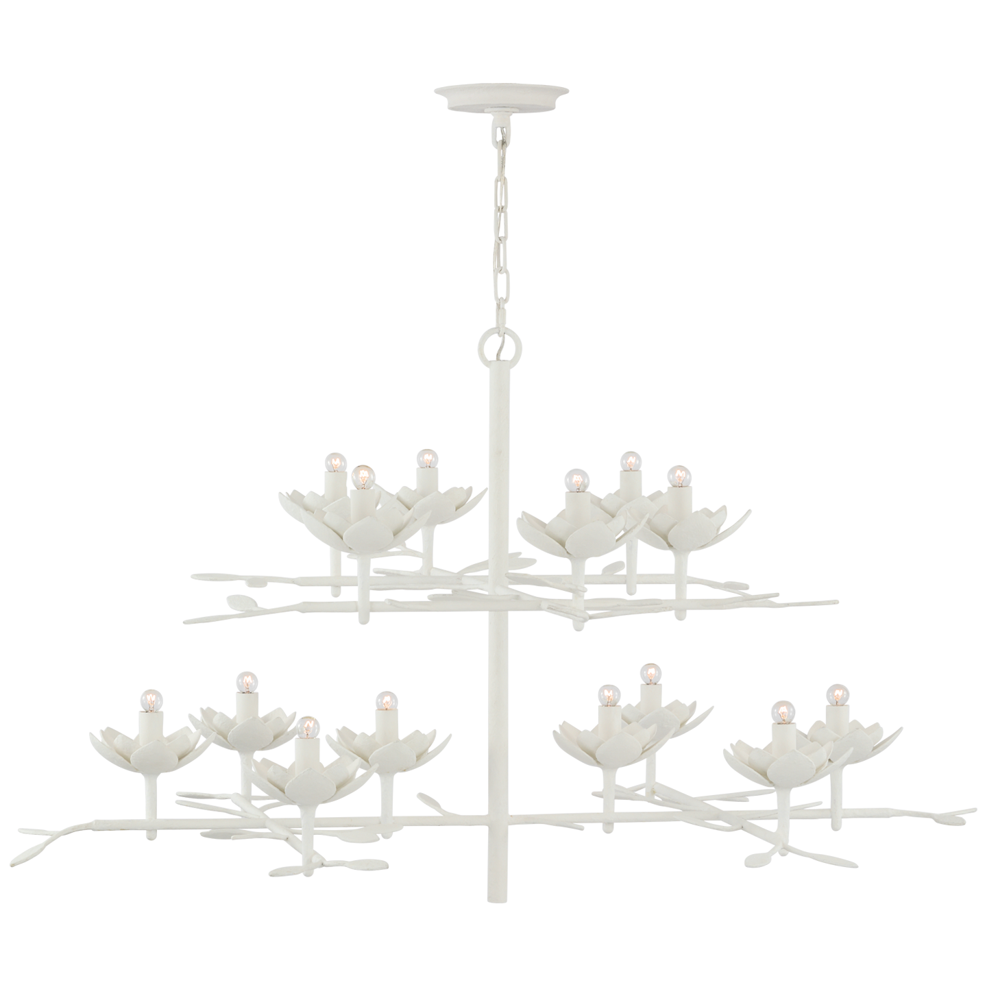 Featuring Clementine 53" Tiered Chandelier Plaster White by Visual Comfort at Amethyst Home. Indulge in luxury and sophistication with the Clementine 53" Tiered Chandelier in Plaster White. This exquisite chandelier adds a touch of elegance to any space, with its stunning tiered design and soft white color. Illuminate your home with this stylish and exclusive piece.
Overall Dim. Amethyst Home provides interior design, new construction, custom furniture, and area rugs in the Laguna Beach metro area