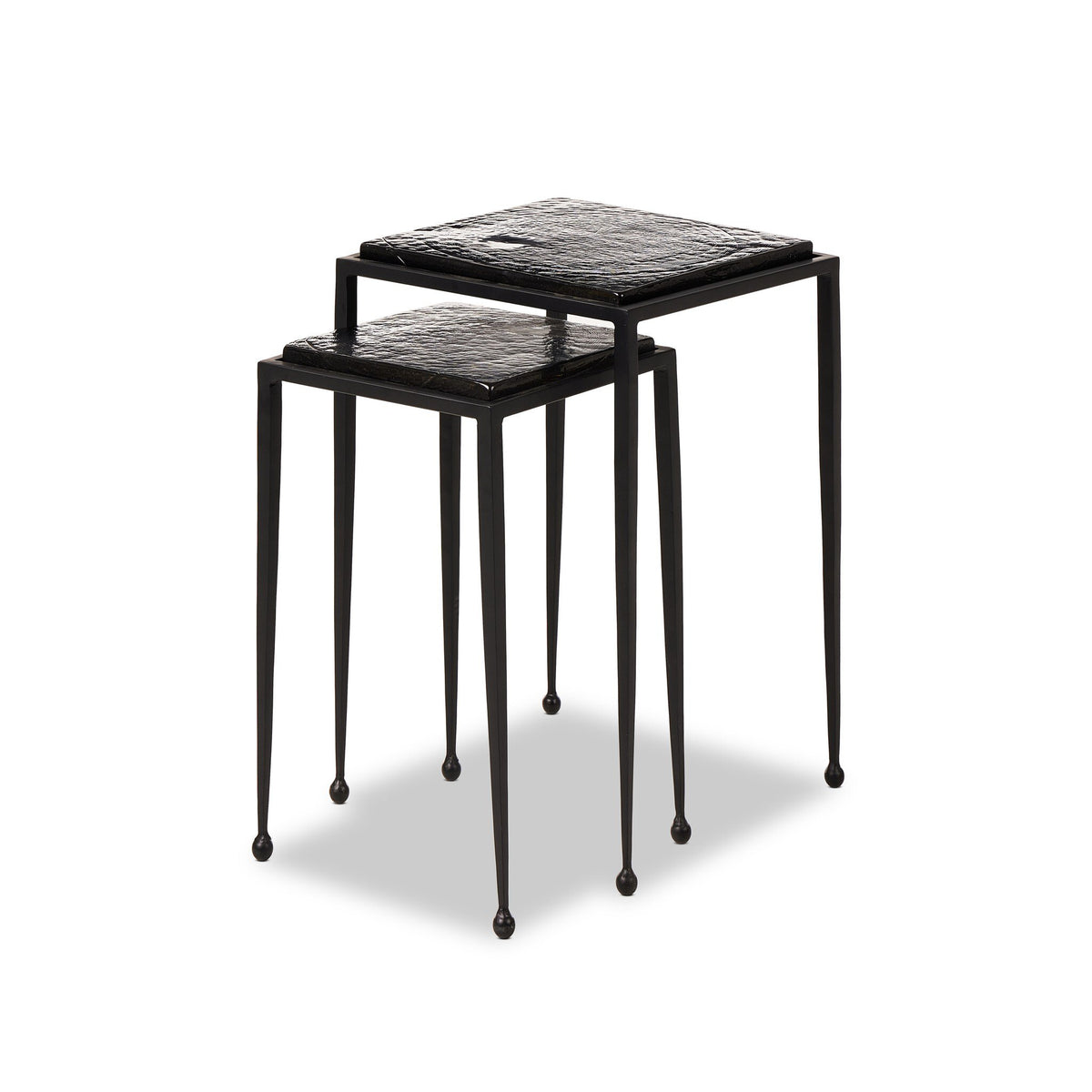Dexter Smoked Black Cast Glass Nesting Tables | ready to ship!
