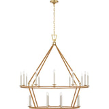 Darlana Extra Large Two-Tier Wrapped Chandelier - Gild and Natural Rattan | please contact us for availability!