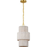 Dorado 12" Pendant - Antique-Burnished Brass and Washed Abaca | shipping 10/22/2026