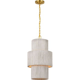 Dorado 15" Pendant - Antique-Burnished Brass and Washed Abaca | shipping 10/22/2026