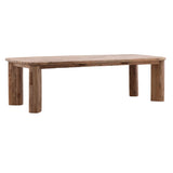 These teak tables are designed for outdoor use, but to preserve their longevity and maintain their appearance, we recommend minimizing exposure to rain and moisture. Prolonged exposure to water can affect the wood's natural finish and may lead to discoloration or surface damage. For best results, cover or store the tables during inclement weather. Amethyst Home provides interior design, new home construction design consulting, vintage area rugs, and lighting in the Scottsdale metro area.