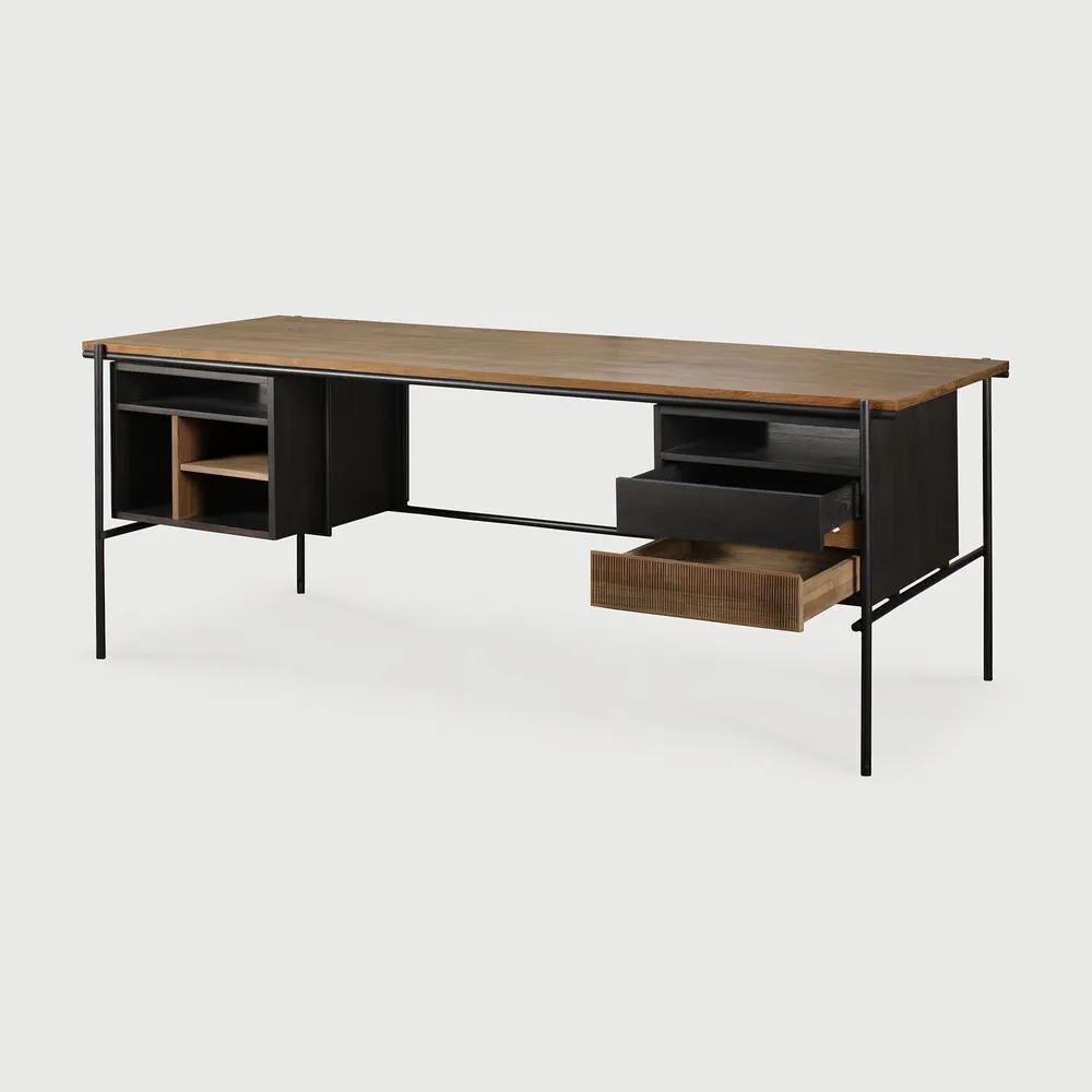 Some like a minimalistic look, others need more storage and organization. Whether you like the first or the latter: the Oscar desk is available with or without drawers. Designed by Alain van Havre and teak drawer doors hand carved by our artisans Amethyst Home provides interior design, new home construction design consulting, vintage area rugs, and lighting in the Seattle metro area.