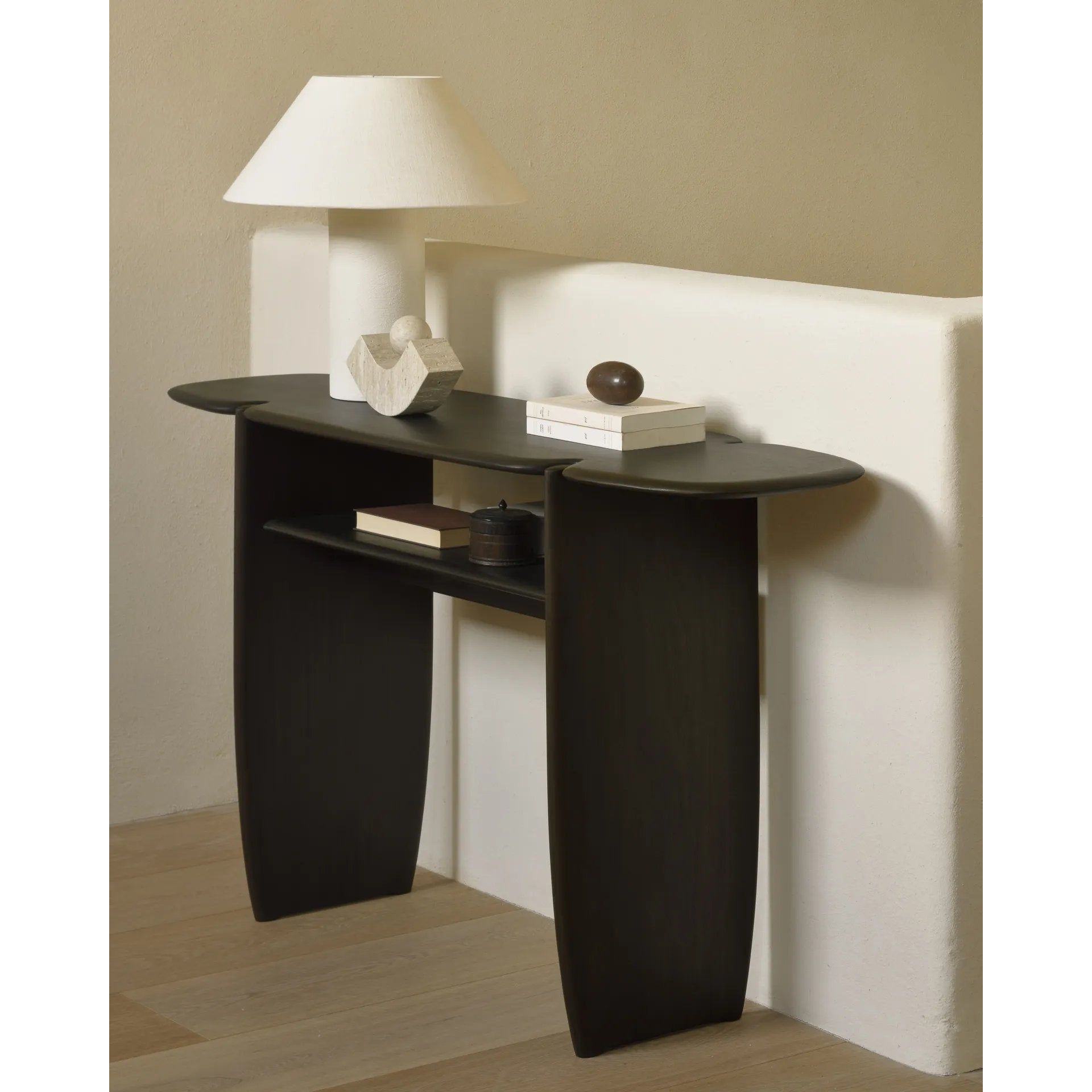 The PI collection honors nature’s design by keeping the strength, curves and lines, as nature intended. Interesting shapes are discovered in this sleek and stylish, polished imperfect finish. Each PI console is finished by hand to ensure that the individual character of the wood is respected. Designed by Alain van Havre Amethyst Home provides interior design, new home construction design consulting, vintage area rugs, and lighting in the San Diego metro area.