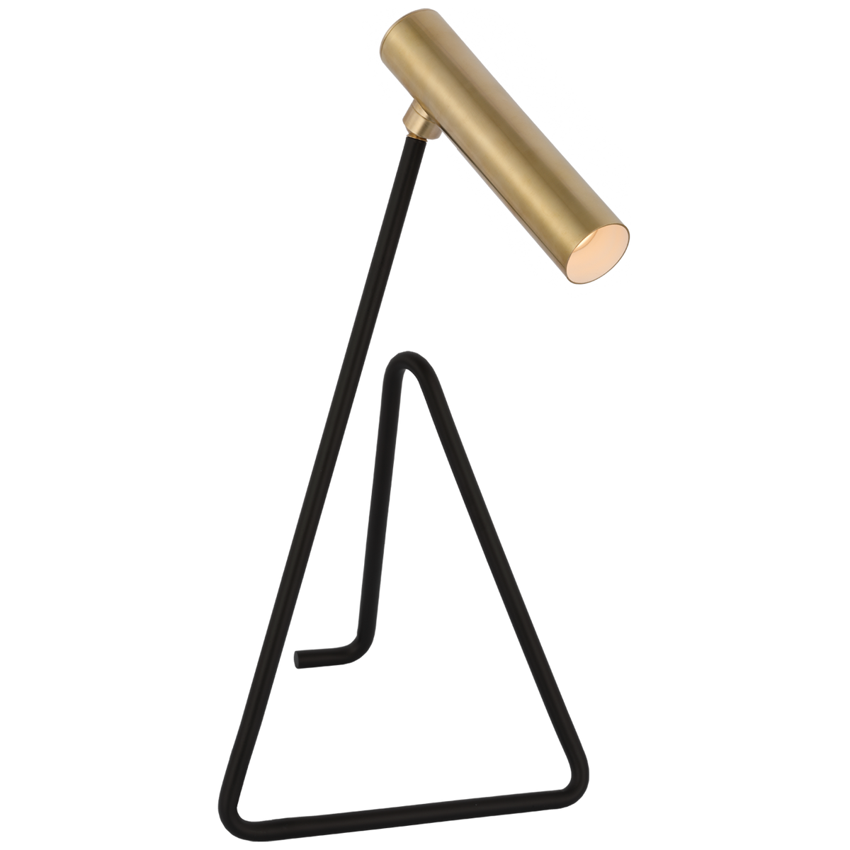 Flesso Medium Matte Black and Antique-Burnished Brass Desk Lamp