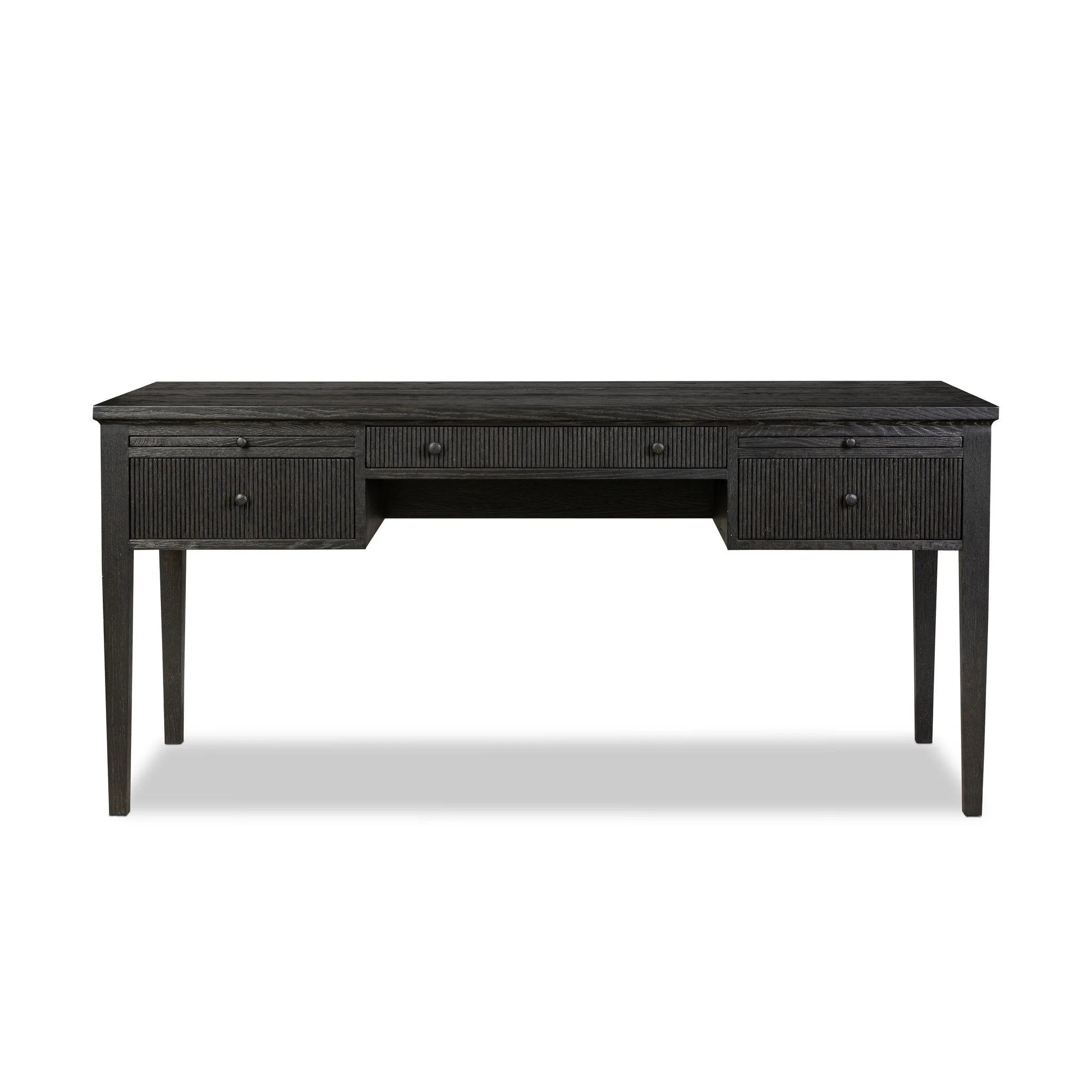 As lovers of luxe style at Amethyst, we love the nature inspired Bush Desk - Distressed Black Oak. This item pairs well with other brands such as Loloi Rugs and is perfect for eclectic homes Amethyst Home provides interior design, new home construction design consulting, vintage area rugs, and lighting in the Portland metro area.