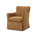 As fans of clean materials at Amethyst, we love the designer inspired Devon Slipcover Swivel Chair - Broadway Gilt. This item pairs well with other brands such as Ethnicraft and is perfect for minimalist homes Amethyst Home provides interior design, new home construction design consulting, vintage area rugs, and lighting in the Boston metro area.