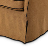 As fans of clean materials at Amethyst, we love the designer inspired Devon Slipcover Swivel Chair - Broadway Gilt. This item pairs well with other brands such as Ethnicraft and is perfect for minimalist homes Amethyst Home provides interior design, new home construction design consulting, vintage area rugs, and lighting in the Dallas metro area.