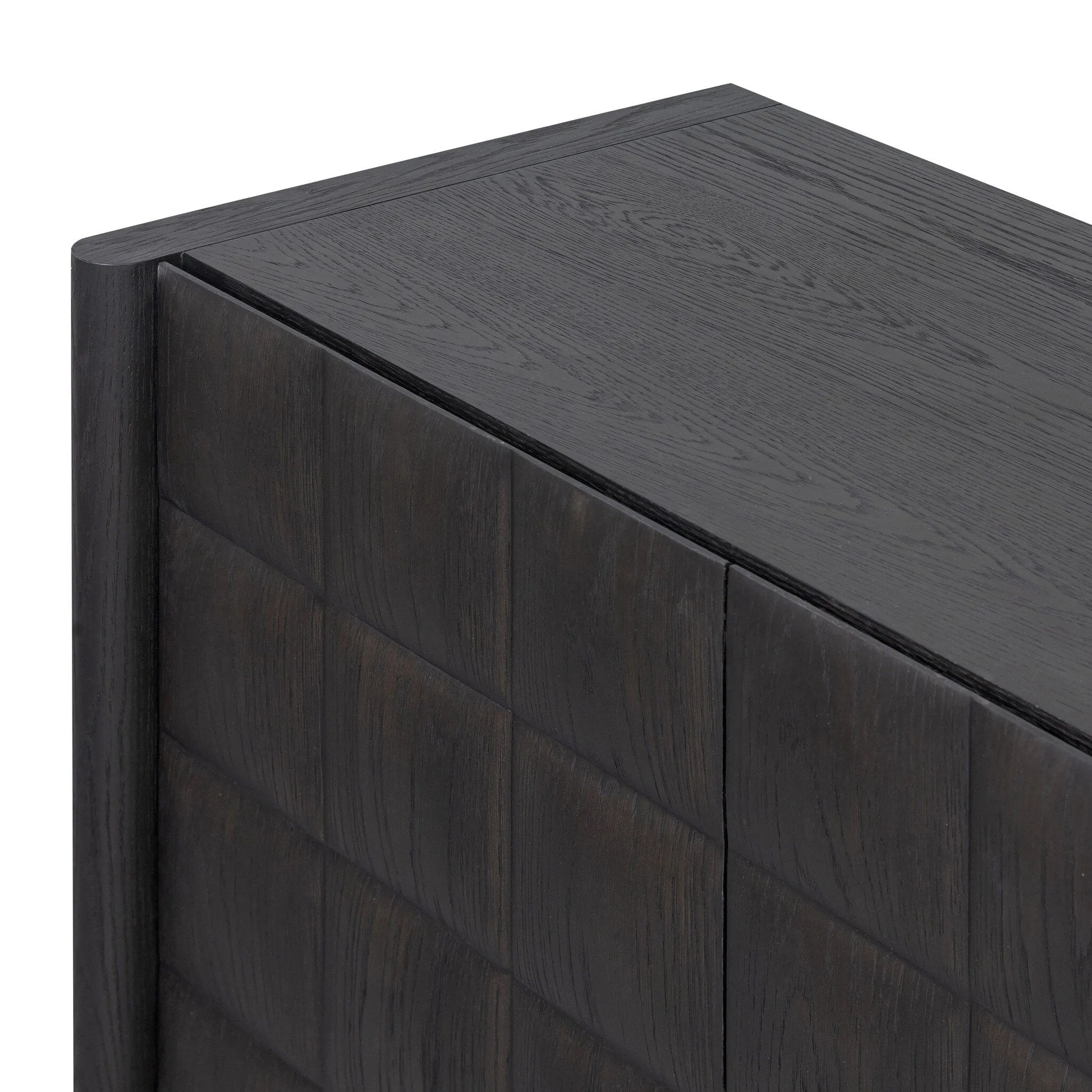 As lovers of wabi sabi aesthetics at Amethyst, we love the warm modern inspired Swell Sideboard - Dry Black Oak Veneer. This item pairs well with other brands such as Cisco Home and is perfect for coastal homes Amethyst Home provides interior design, new home construction design consulting, vintage area rugs, and lighting in the Portland metro area.
