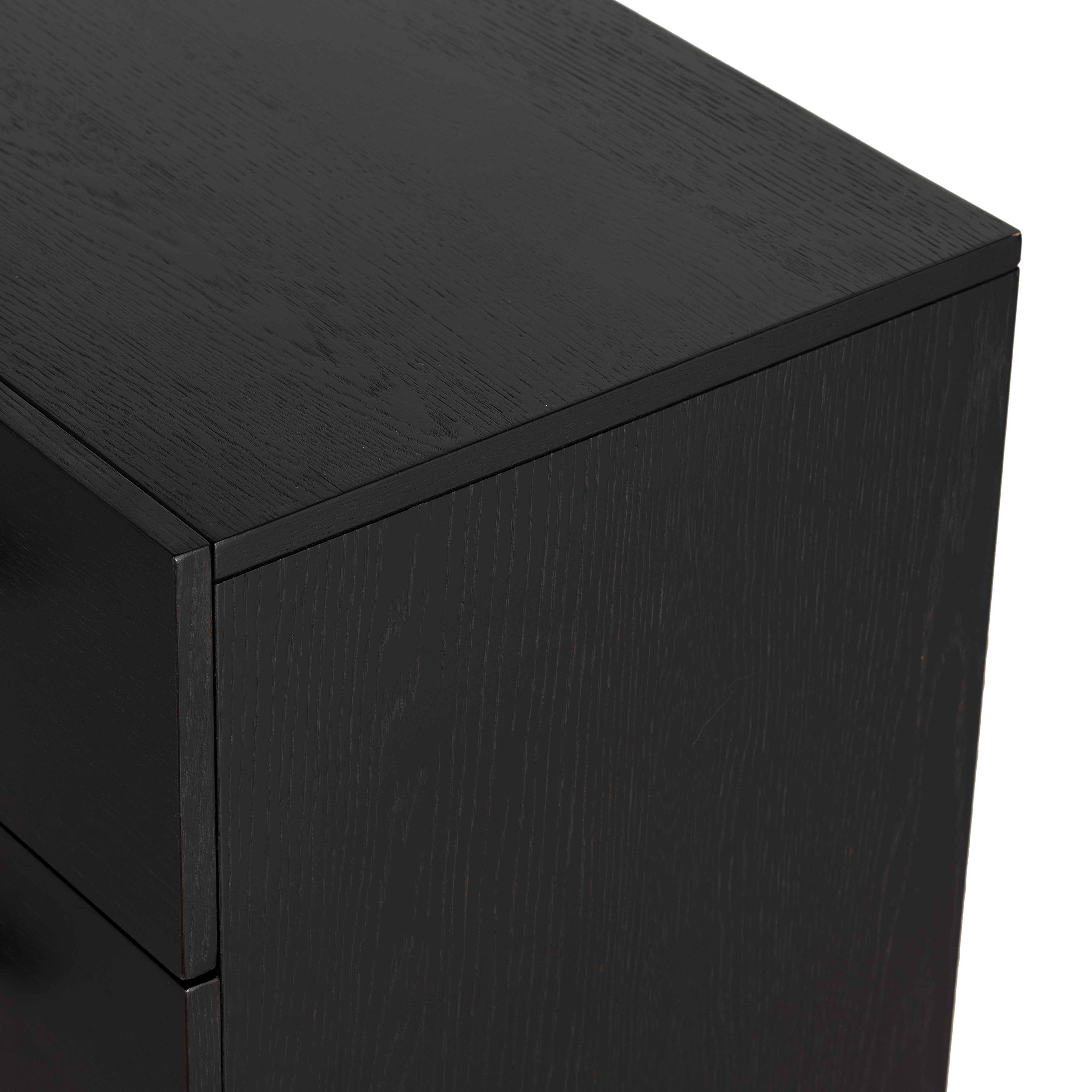 The ebony oak of this Rosedale 6 Drawer Dresser brings a moody, darkness to any room. With six spacious drawers and iron hardware wrapped in a gorgeous, tan leather, this is a functional and beautiful piece to add to your bedroom or other area.  Amethyst Home provides interior design, new home construction design consulting, vintage area rugs, and lighting in the Seattle metro area.