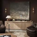 Made from thick-cut oak veneer with a faux rustic finish made to emulate wormwood, this spacious media console features a pedestal base and dovetail joinery detailing.As lovers of organic modern materials at Amethyst, we love the optimistic inspired Abaso Media Console - Rustic Wormwood Oak. Amethyst Home provides interior design, new home construction design consulting, vintage area rugs, and lighting in the Winter Garden metro area.
