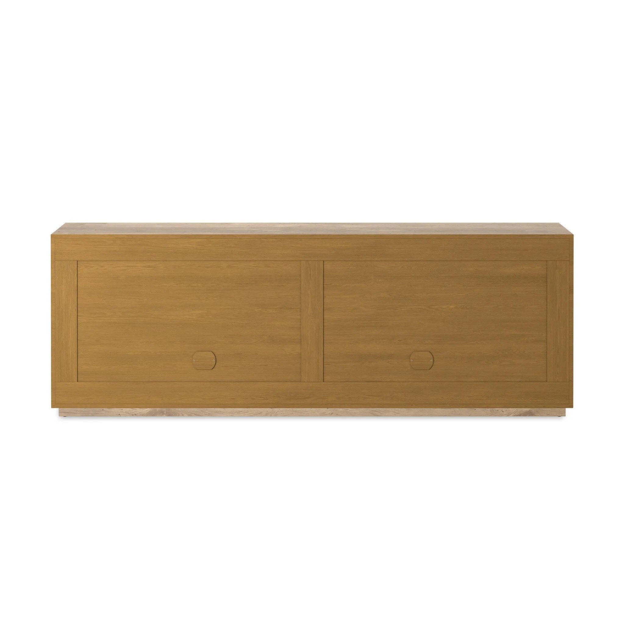 Made from thick-cut oak veneer with a faux rustic finish made to emulate wormwood oak, this low, large-scale sideboard features chunky squared legs and dovetail joinery detailing.As lovers of natural materials at Amethyst, we love the designer inspired Abaso Sideboard - Whitewash Rustic Wormwood Oak. Amethyst Home provides interior design, new home construction design consulting, vintage area rugs, and lighting in the Omaha metro area.