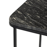 Featuring Adalley Polished Black Marble C Table by Four Hands at Amethyst Home. Add a pop of marble in a classic, matte black. Complemented by a monochromatic C-table base slides perfectly over a sofa, adding an easy surface.Overall Dimensions: 15.00"w x 19.00"d x 23.00"hWeight : 31.42 lbsMaterials: Solid Marble, Iron. Amethyst Home provides interior design, new home construction design consulting, vintage area rugs, and lighting in the Alpharetta metro area.