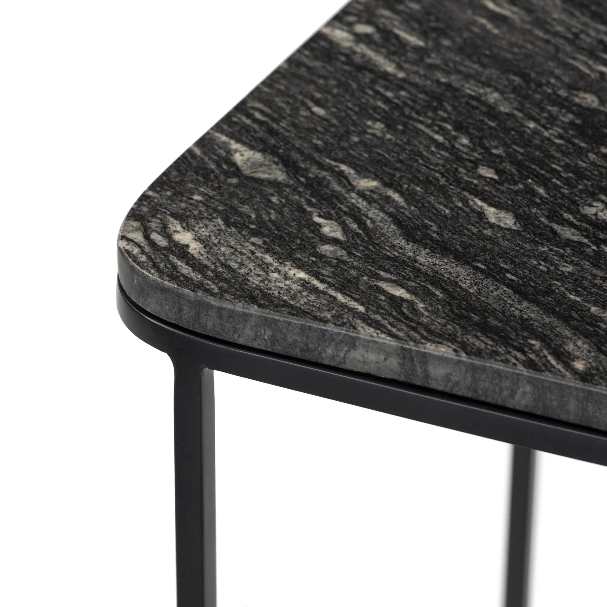Featuring Adalley Polished Black Marble C Table by Four Hands at Amethyst Home. Add a pop of marble in a classic, matte black. Complemented by a monochromatic C-table base slides perfectly over a sofa, adding an easy surface.Overall Dimensions: 15.00"w x 19.00"d x 23.00"hWeight : 31.42 lbsMaterials: Solid Marble, Iron. Amethyst Home provides interior design, new home construction design consulting, vintage area rugs, and lighting in the Alpharetta metro area.