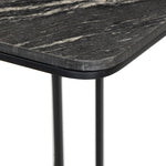 Featuring Adalley Polished Black Marble C Table by Four Hands at Amethyst Home. Add a pop of marble in a classic, matte black. Complemented by a monochromatic C-table base slides perfectly over a sofa, adding an easy surface.Overall Dimensions: 15.00"w x 19.00"d x 23.00"hWeight : 31.42 lbsMaterials: Solid Marble, Iron. Amethyst Home provides interior design, new home construction design consulting, vintage area rugs, and lighting in the Calabasas metro area.