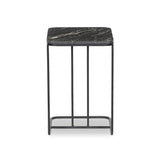 Featuring Adalley Polished Black Marble C Table by Four Hands at Amethyst Home. Add a pop of marble in a classic, matte black. Complemented by a monochromatic C-table base slides perfectly over a sofa, adding an easy surface.Overall Dimensions: 15.00"w x 19.00"d x 23.00"hWeight : 31.42 lbsMaterials: Solid Marble, Iron. Amethyst Home provides interior design, new home construction design consulting, vintage area rugs, and lighting in the Omaha metro area.