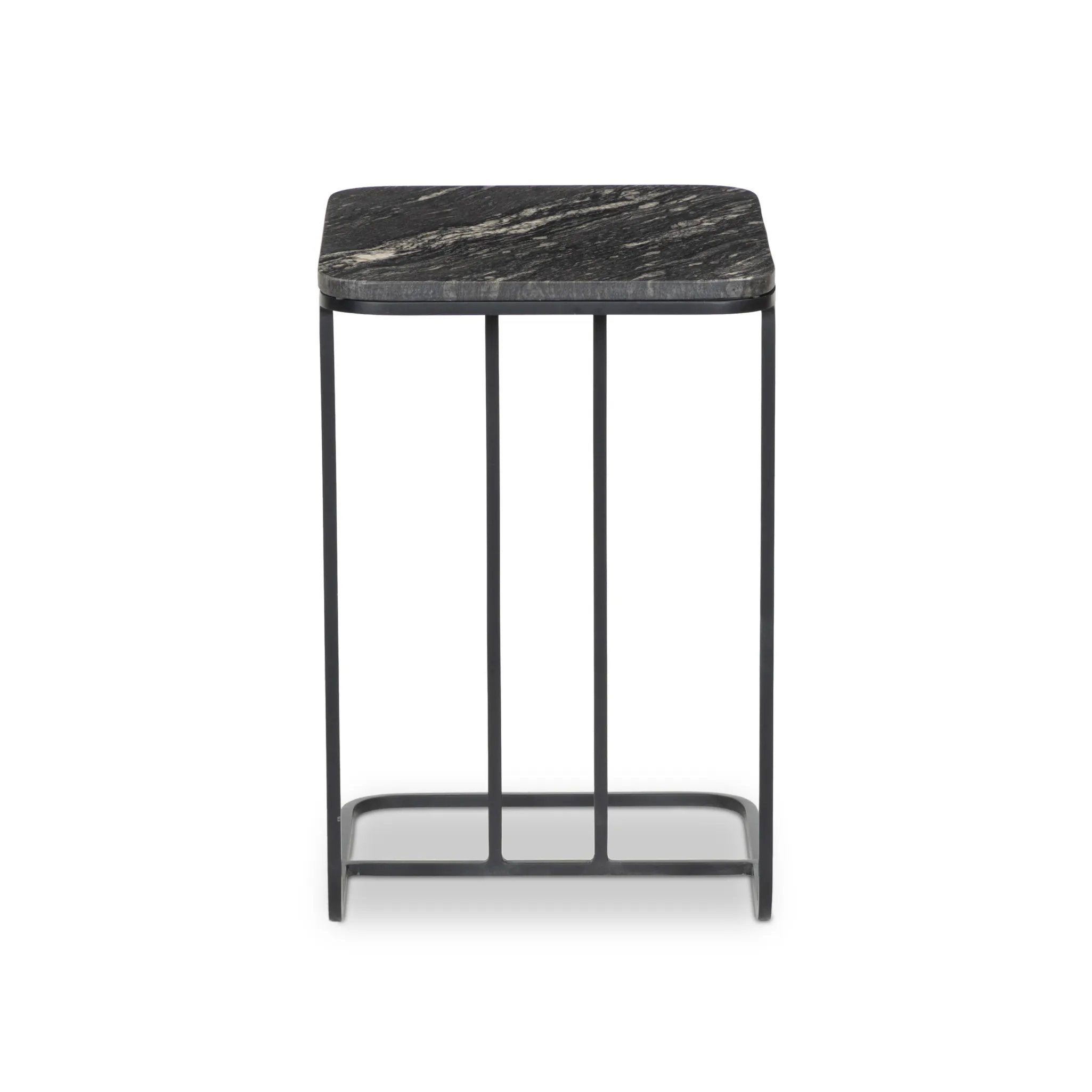 Featuring Adalley Polished Black Marble C Table by Four Hands at Amethyst Home. Add a pop of marble in a classic, matte black. Complemented by a monochromatic C-table base slides perfectly over a sofa, adding an easy surface.Overall Dimensions: 15.00"w x 19.00"d x 23.00"hWeight : 31.42 lbsMaterials: Solid Marble, Iron. Amethyst Home provides interior design, new home construction design consulting, vintage area rugs, and lighting in the Omaha metro area.