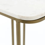 Featuring Adalley Polished White Marble C Table by Four Hands at Amethyst Home. Add a pop of marble in a classic, polished white. The matte brass C-table base slides perfectly over a sofa, adding an easy surface.Overall Dimensions: 15.00"w x 19.00"d x 23.00"hWeight : 31.42 lbsMaterials: Solid Marble, Iron. Amethyst Home provides interior design, new home construction design consulting, vintage area rugs, and lighting in the Monterey metro area.