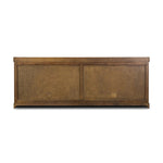 The classic sideboard takes new shape with a unique gallery design on top. Doors are fixed with a functional lock. Aged bronze hardware complements a weathered washed oak finish Amethyst Home provides interior design, new home construction design consulting, vintage area rugs, and lighting in the Calabasas metro area.