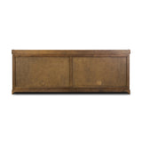 The classic sideboard takes new shape with a unique gallery design on top. Doors are fixed with a functional lock. Aged bronze hardware complements a weathered washed oak finish Amethyst Home provides interior design, new home construction design consulting, vintage area rugs, and lighting in the Calabasas metro area.