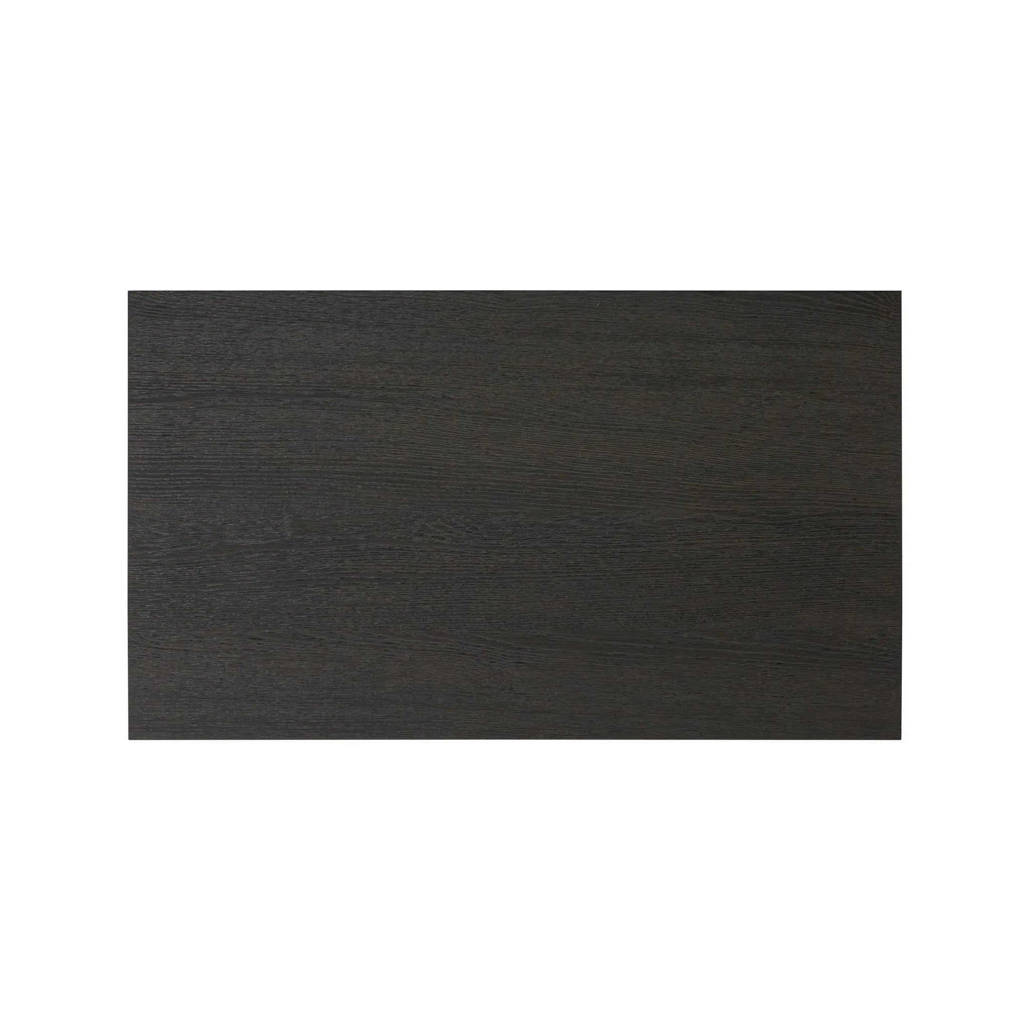 Beautifully minimalist. A three-drawer dresser made from black-finished ash  features long, linear bronzed hardware for a smooth, clean look Amethyst Home provides interior design, new home construction design consulting, vintage area rugs, and lighting in the San Diego metro area.