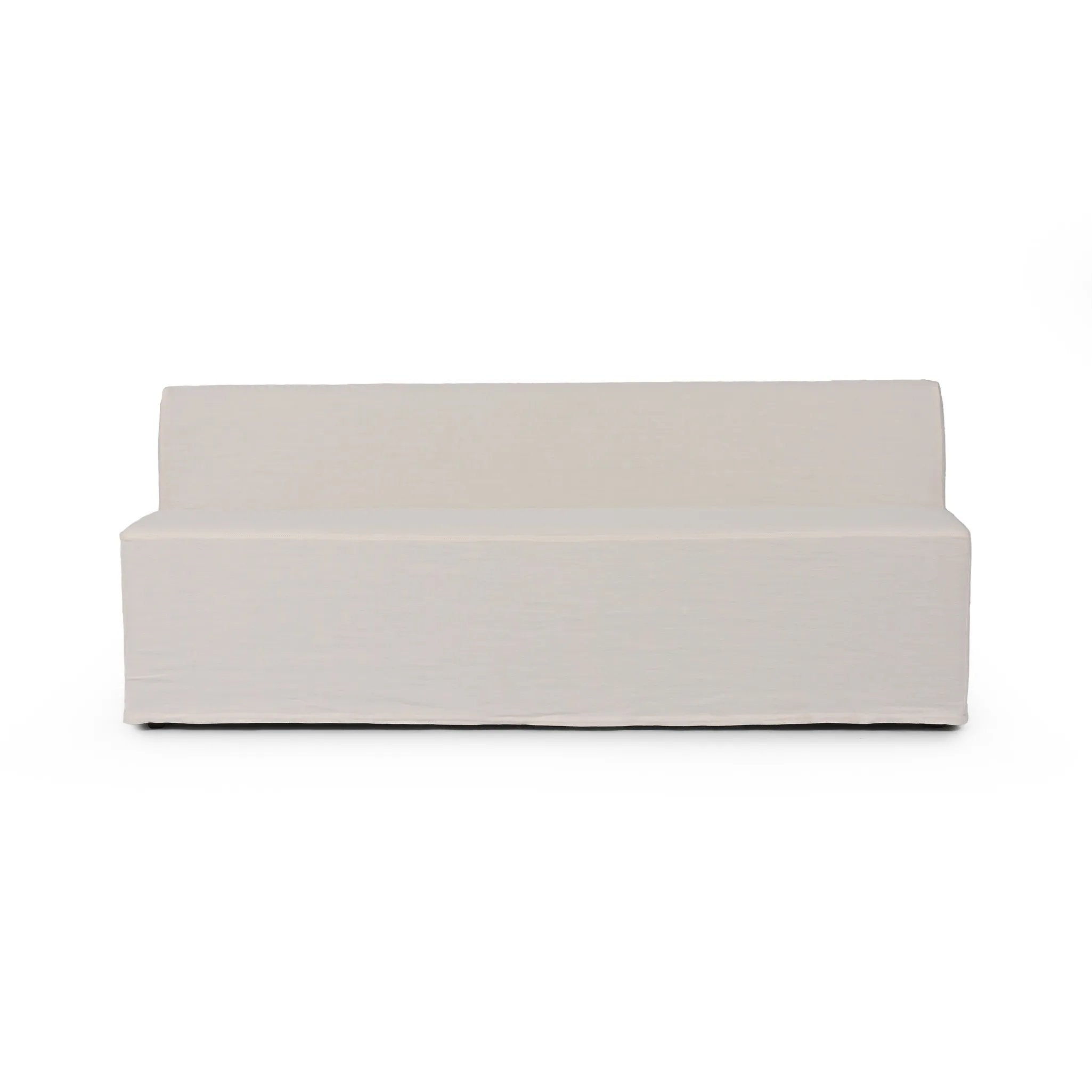 Featuring Ainsworth Broadway Snow Slipcover Dining Bench by Four Hands at Amethyst Home. A sculptural shape with clean lines and oversized dome-shaped arms. Tight construction allows a fully removable, machine-washable slipcover to drape over the entire piece. Slipcover is handmade from a natural, resilient white 100% flax/linen blend; attaches to the f. Amethyst Home provides interior design, new home construction design consulting, vintage area rugs, and lighting in the Winter Garden metro area.
