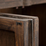 Taking after an antique from China, this inspired cabinet features overlapping double doors and rounded accents. Crafted from solid pine and veneers in a distressed finish for a rustic look Amethyst Home provides interior design, new home construction design consulting, vintage area rugs, and lighting in the Des Moines metro area.