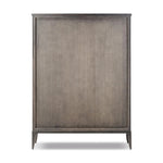 Baroque-period detailing gives this oak cabinet its  classic look. Made from black oak with a metal base and ring pulls, as well as cabriole-like legs to soften the lines Amethyst Home provides interior design, new home construction design consulting, vintage area rugs, and lighting in the Laguna Beach metro area.