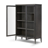 Baroque-period detailing gives this oak cabinet its  classic look. Made from black oak with a metal base and ring pulls, as well as cabriole-like legs to soften the lines Amethyst Home provides interior design, new home construction design consulting, vintage area rugs, and lighting in the Monterey metro area.